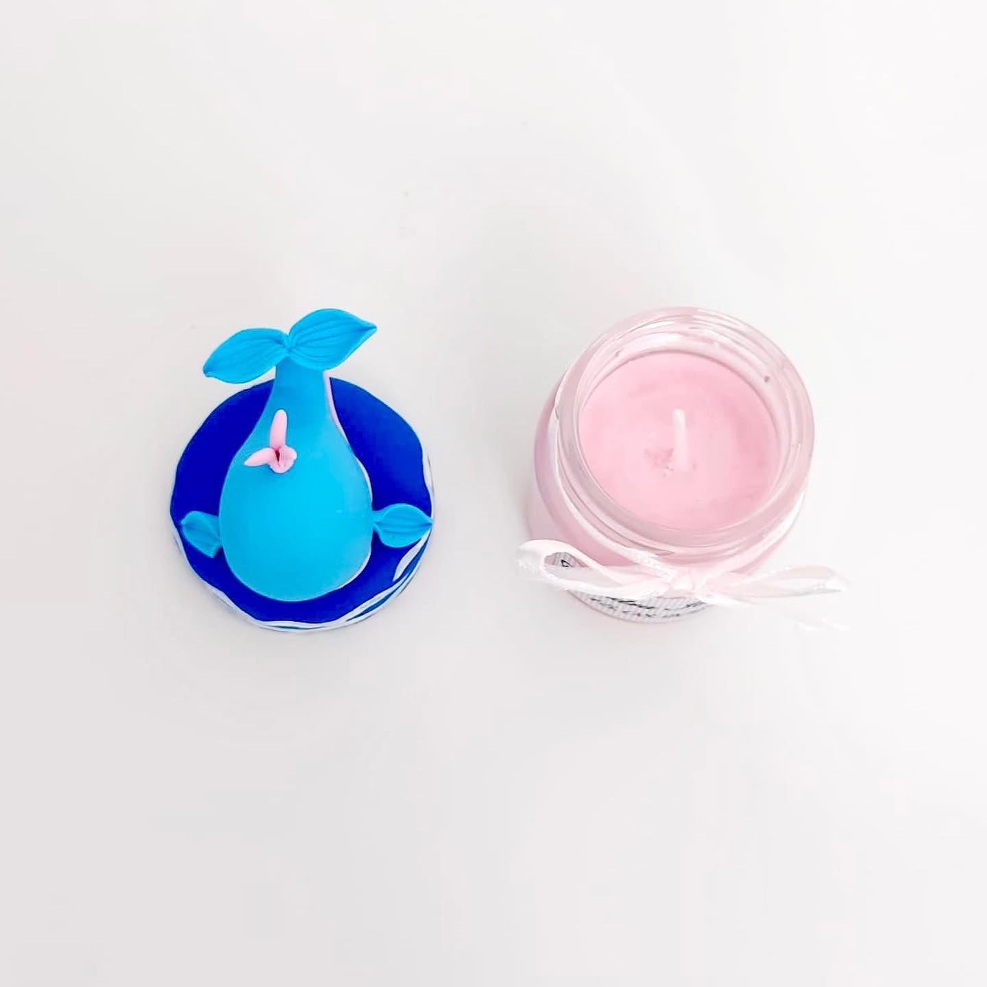 Marturie pentru botez lumanare din ceara, Whale , pink - MiLuna Handmade