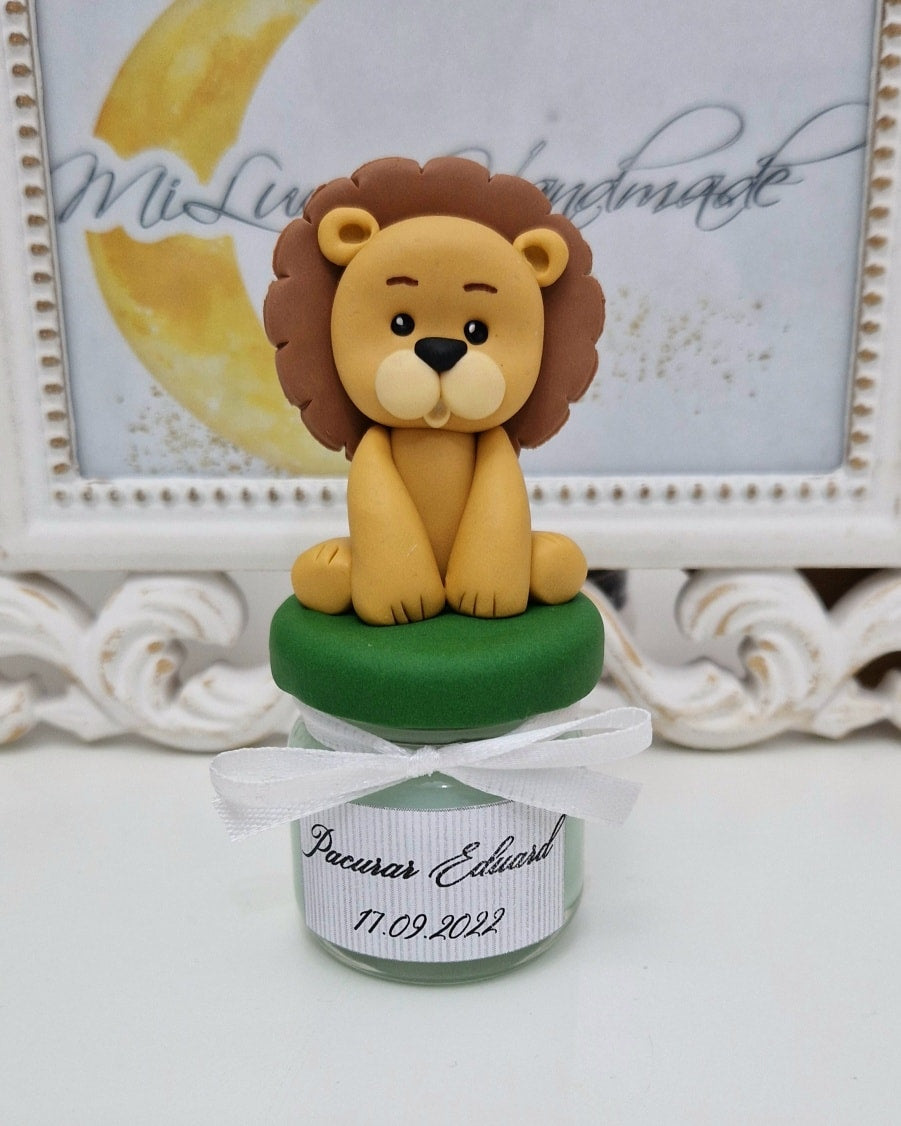 Marturie pentru botez lumanare din ceara - Leu - MiLuna Handmade