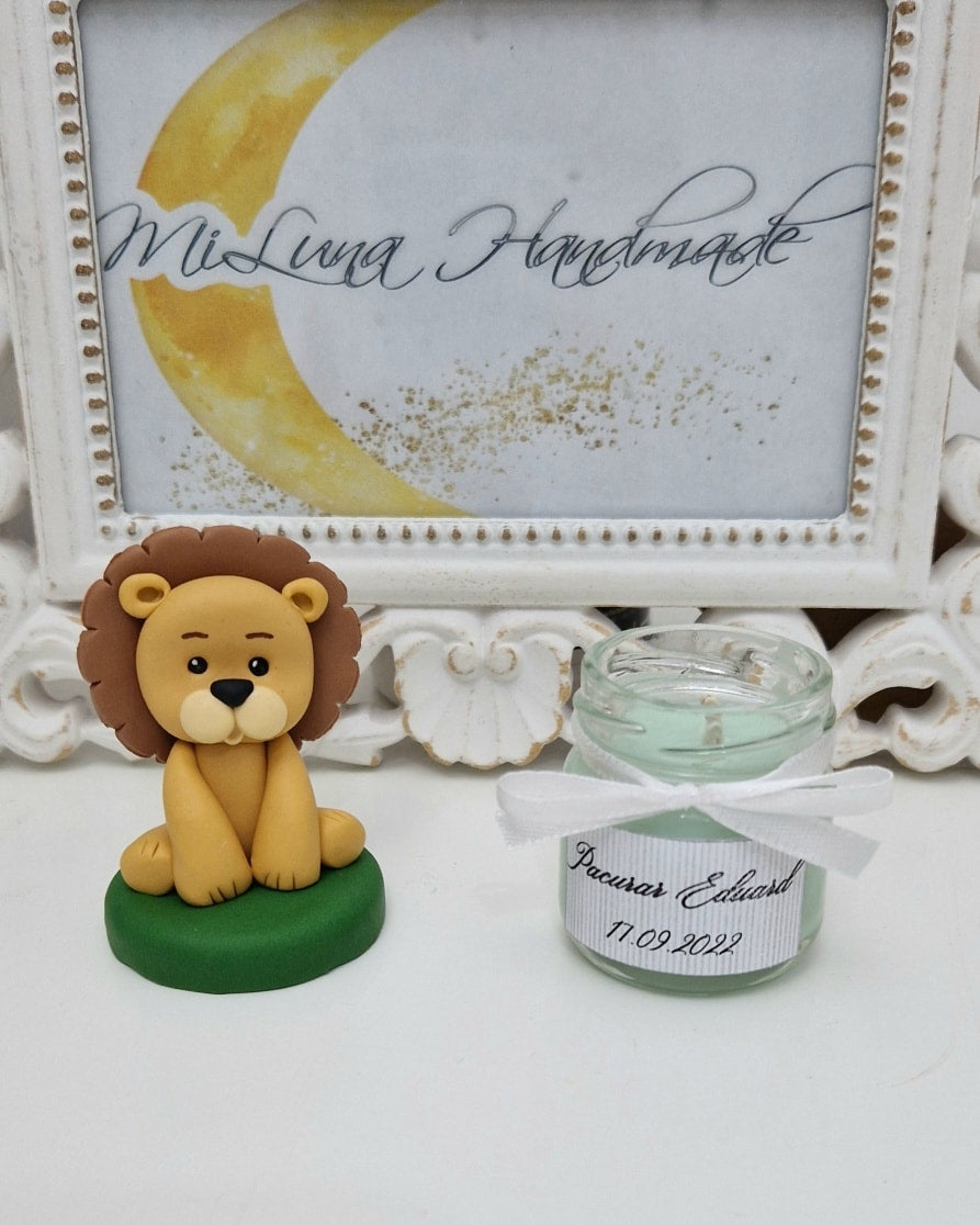 Marturie pentru botez lumanare din ceara - Leu - MiLuna Handmade