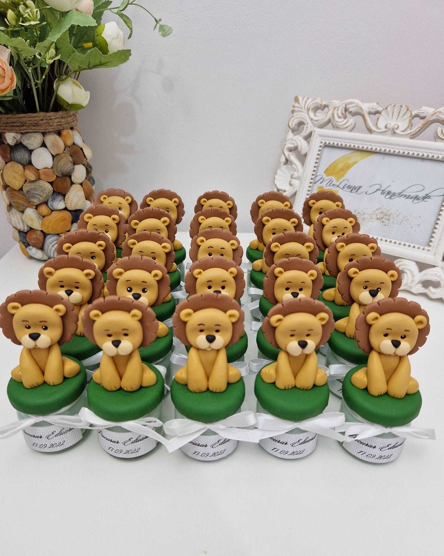 Marturie pentru botez lumanare din ceara - Leu - MiLuna Handmade