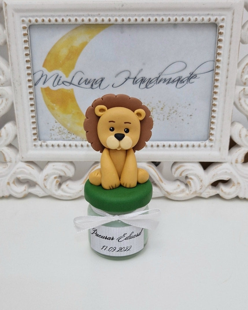Marturie pentru botez lumanare din ceara - Leu - MiLuna Handmade