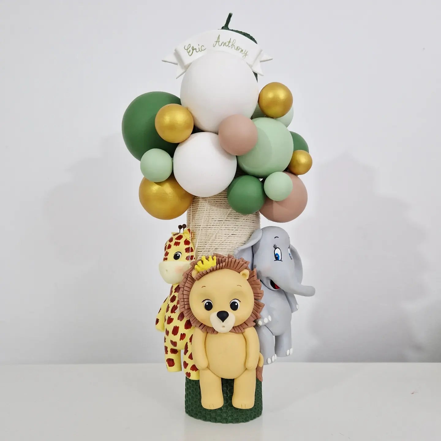Lumanare Botez din ceara naturala Safari / jungle, 3 animalute - MiLuna Handmade