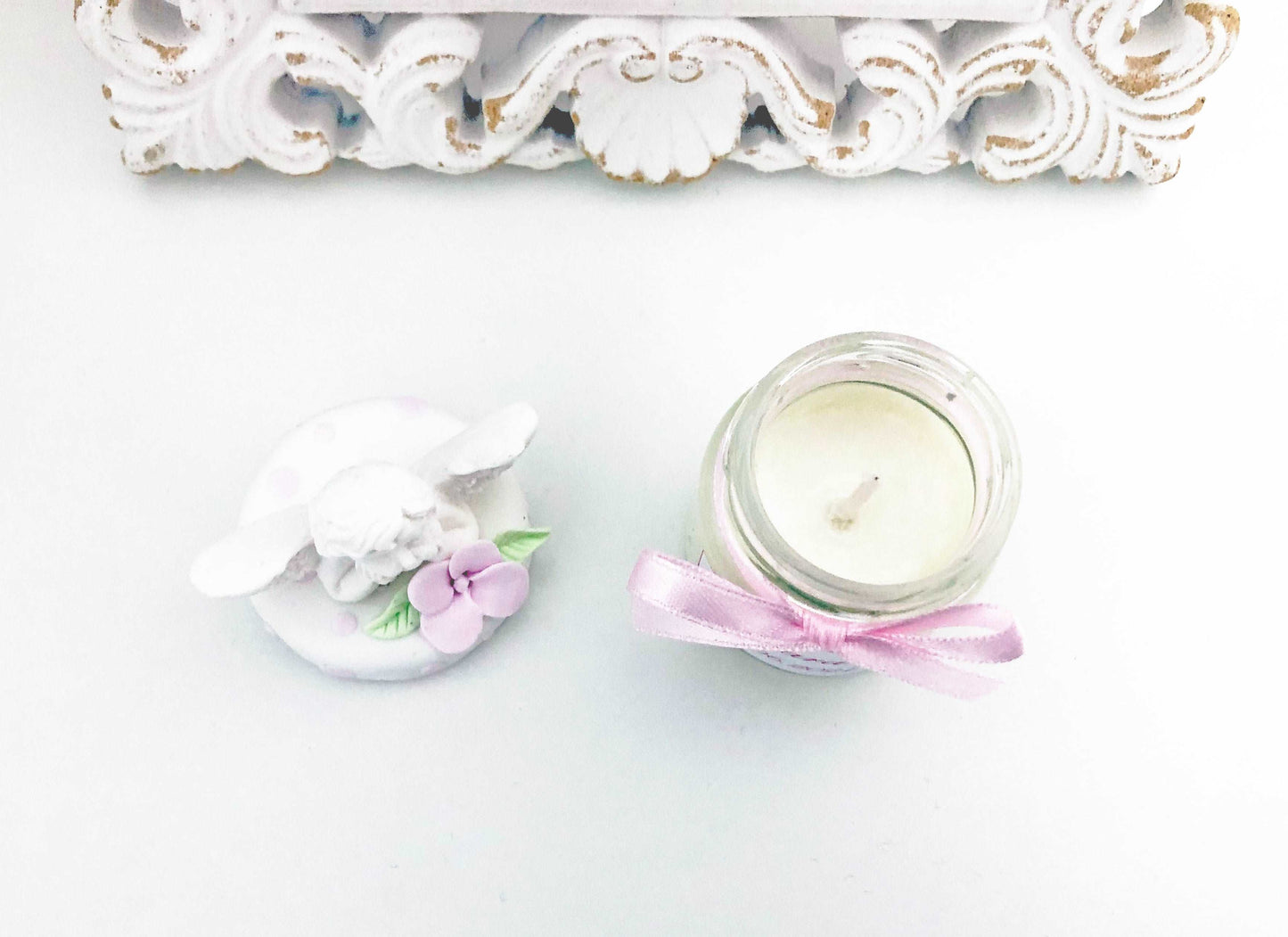 Marturie pentru botez lumanare din ceara, Ingeras - MiLuna Handmade