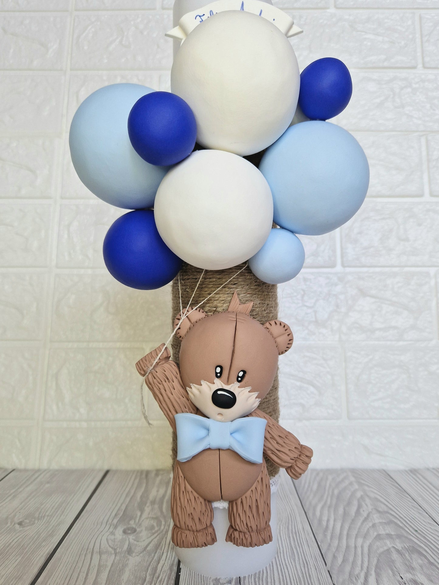 Lumanare Botez Teddy Bear Blue/Albastru - MiLuna Handmade