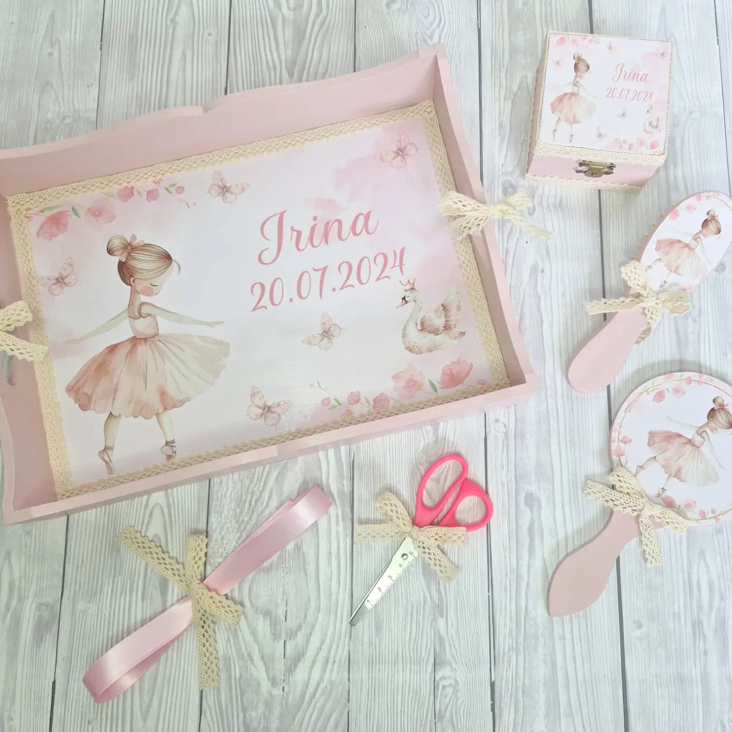 Set tavita pentru mot - Set 1 an Balerina - MiLuna Handmade