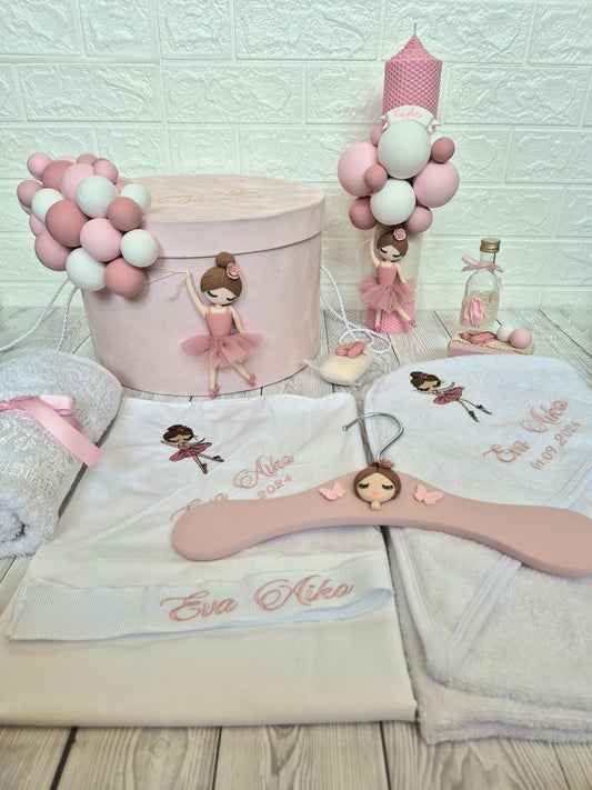 Trusou personalizat + Cutie cu tematica Balerina cu Baloane - MiLuna Handmade
