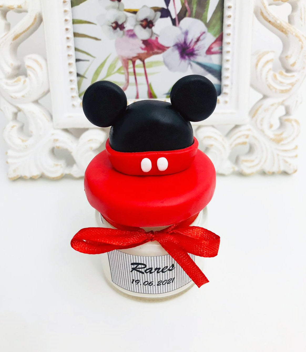 Marturie pentru botez lumanare din ceara - Mikey Mouse - MiLuna Handmade