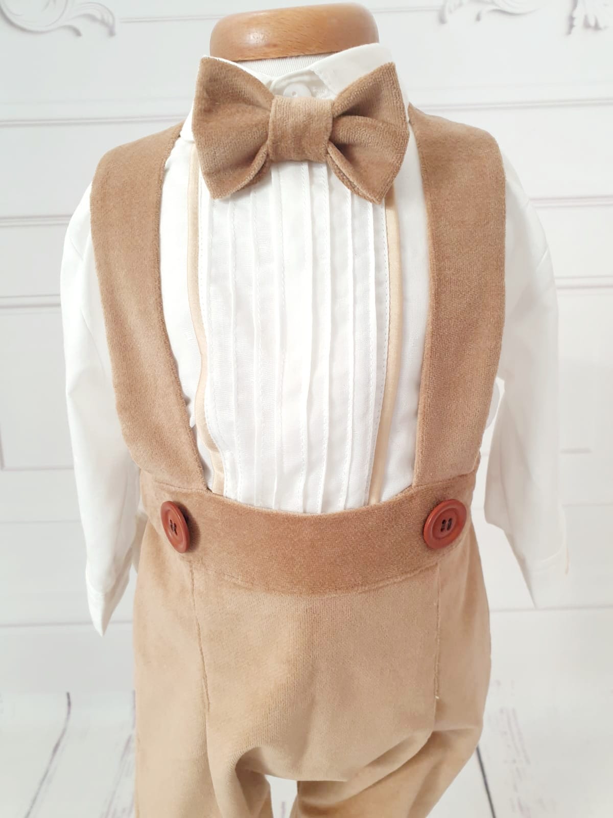 Costum catifea aripi inger Adorable, crem cu bleu - MiLuna Handmade