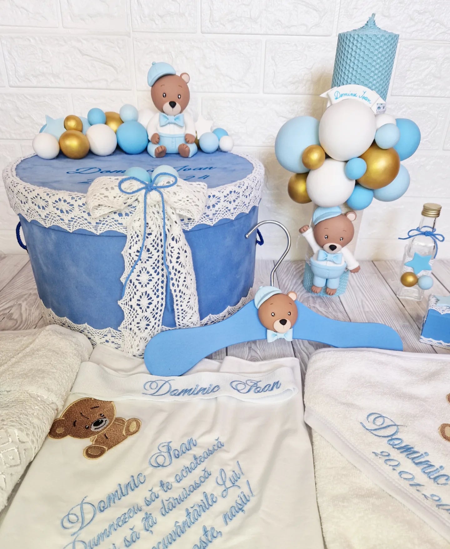 Trusou personalizat + Cutie cu tematica Ursulet cu Bascuta