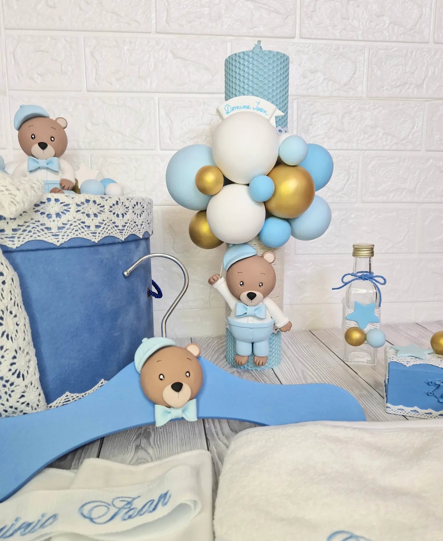 Trusou personalizat + Cutie cu tematica Ursulet cu Bascuta