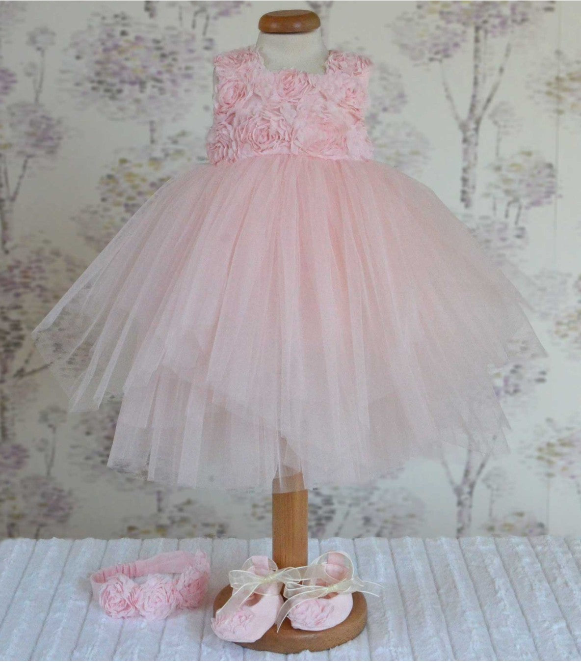 Rochita botez Rosa Tiara - MiLuna Handmade