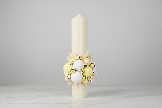 Lumanare de botez din ceara naturala Albinute