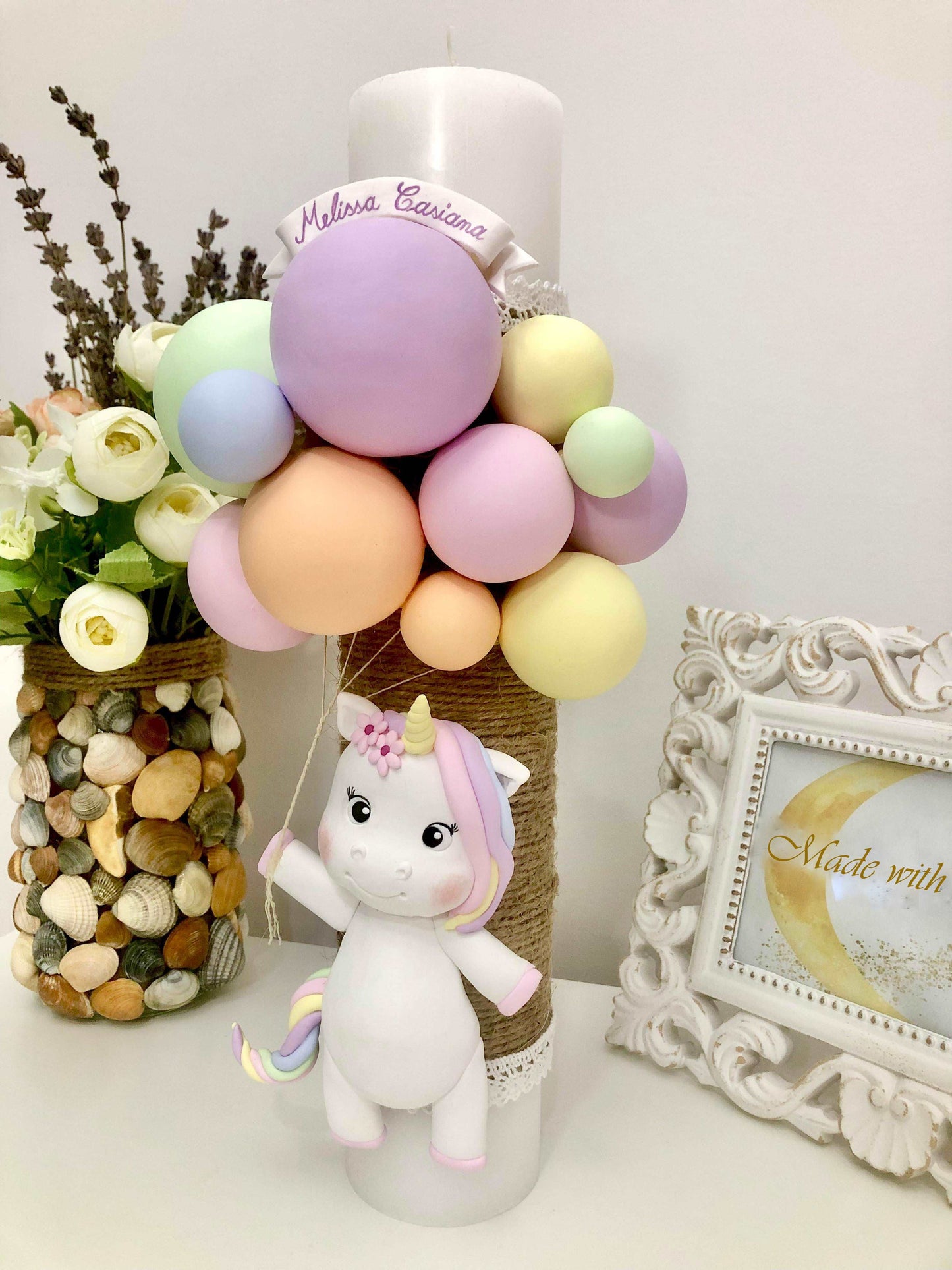 Lumanare de botez Unicorn - MiLuna Handmade