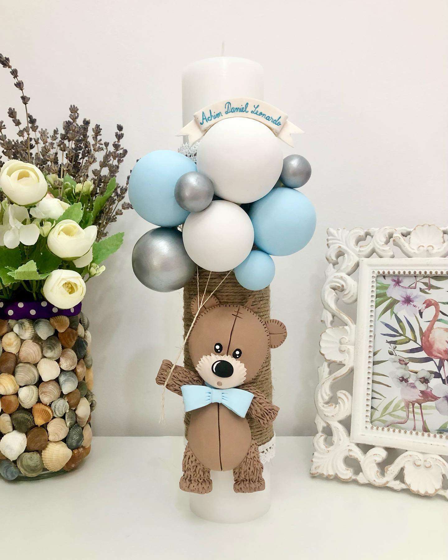 Lumanare de botez Teddy Bear - MiLuna Handmade