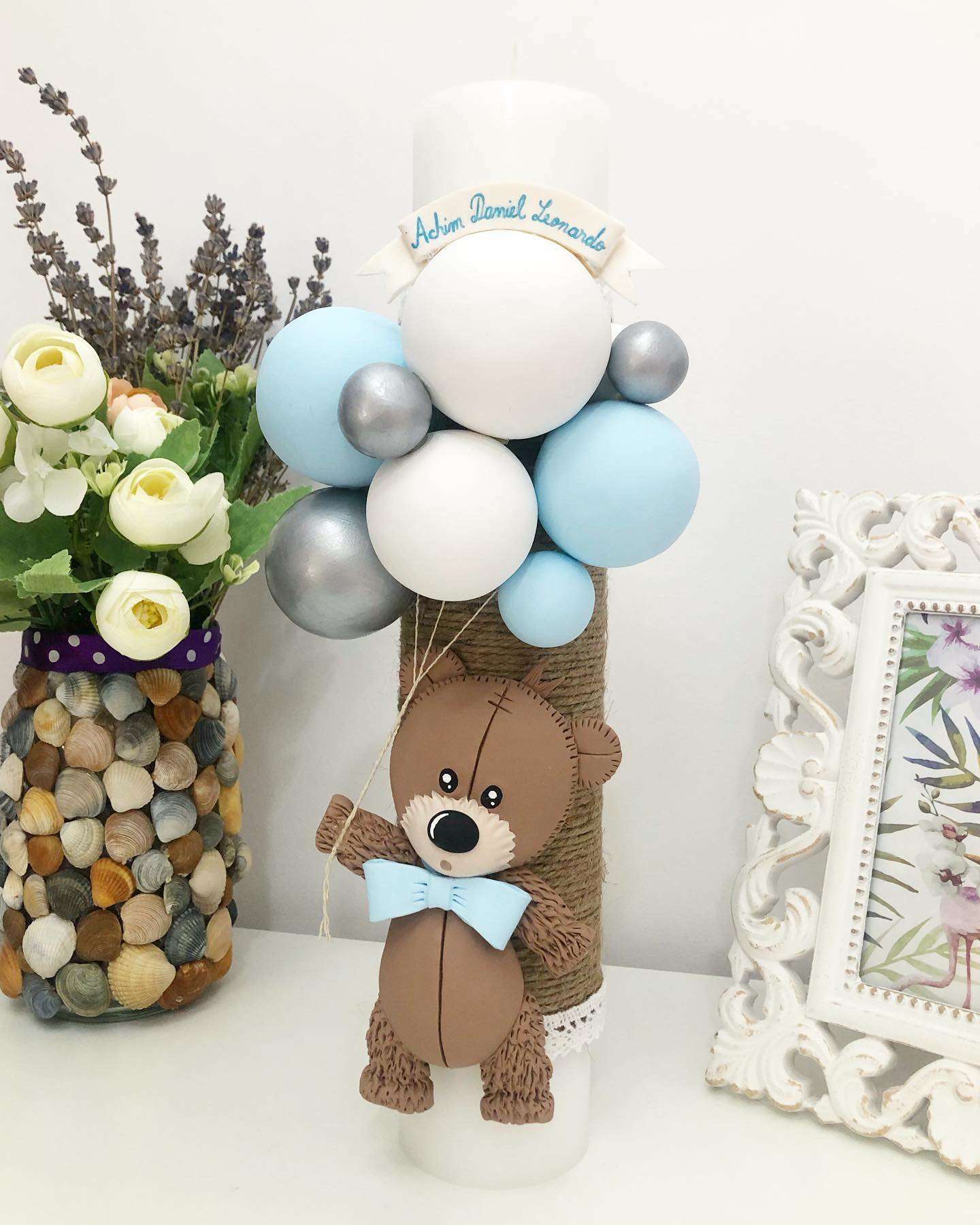 Lumanare de botez Teddy Bear - MiLuna Handmade