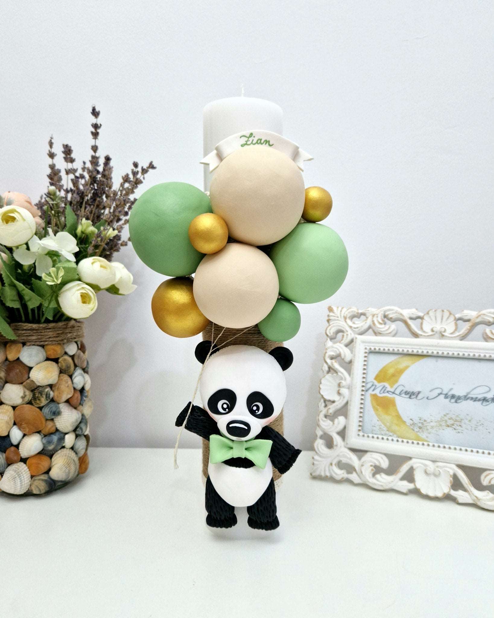 Lumanare de botez Urs Panda - MiLuna Handmade