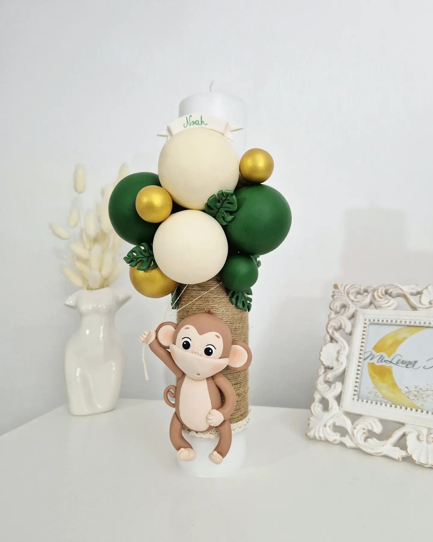 Lumanare de botez Monkey - MiLuna Handmade