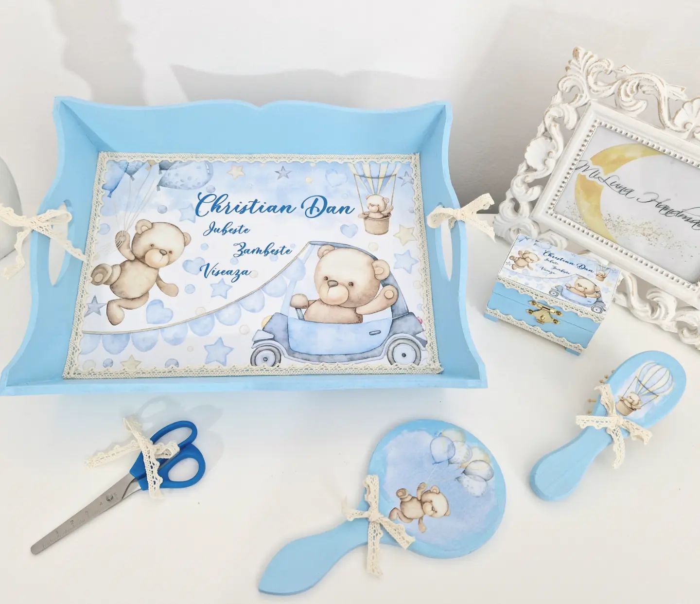 Set tavita pentru mot - Set 1 an Ursulet - Teddy Bear - MiLuna Handmade