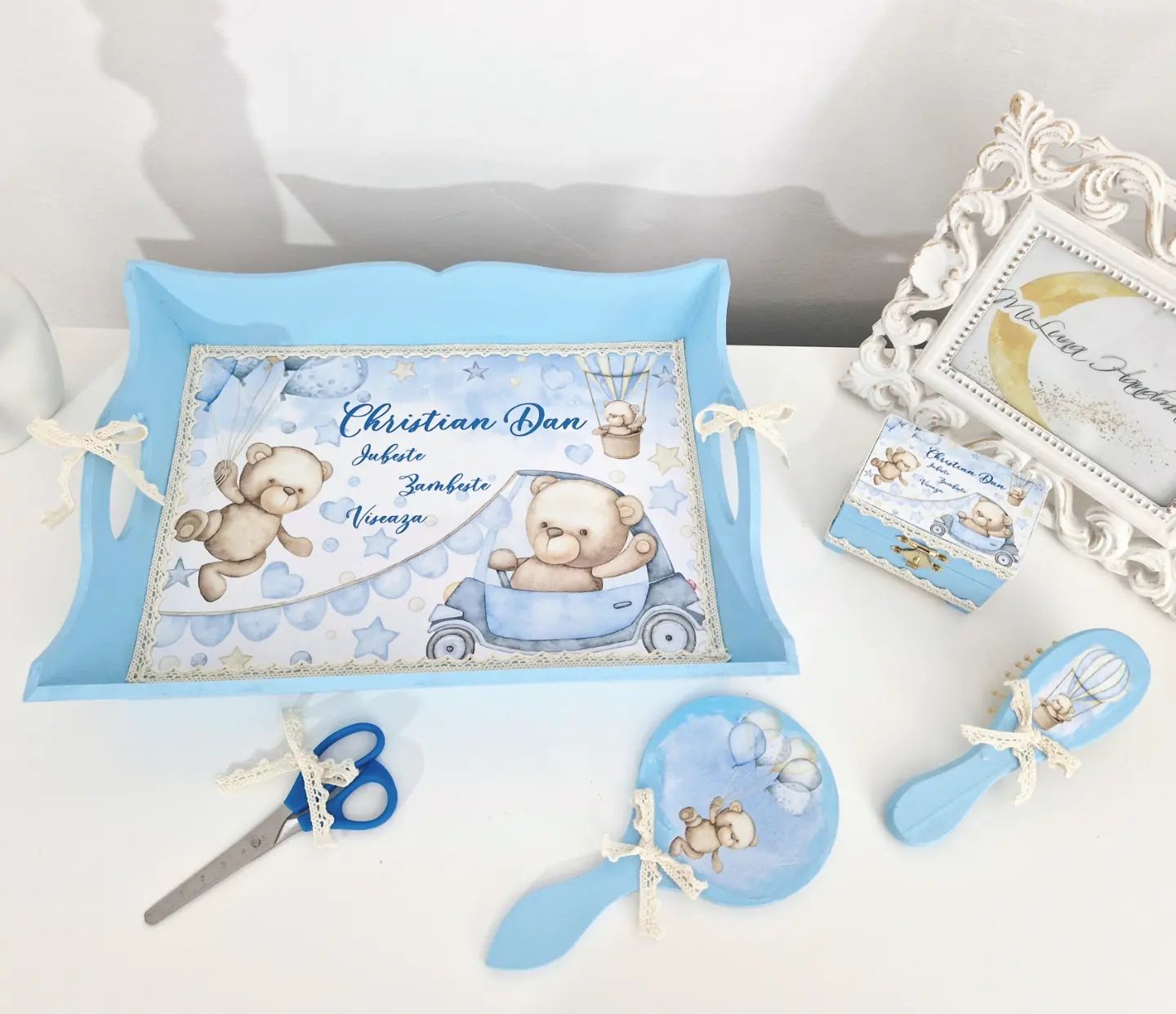 Set tavita pentru mot - Set 1 an Ursulet - Teddy Bear - MiLuna Handmade