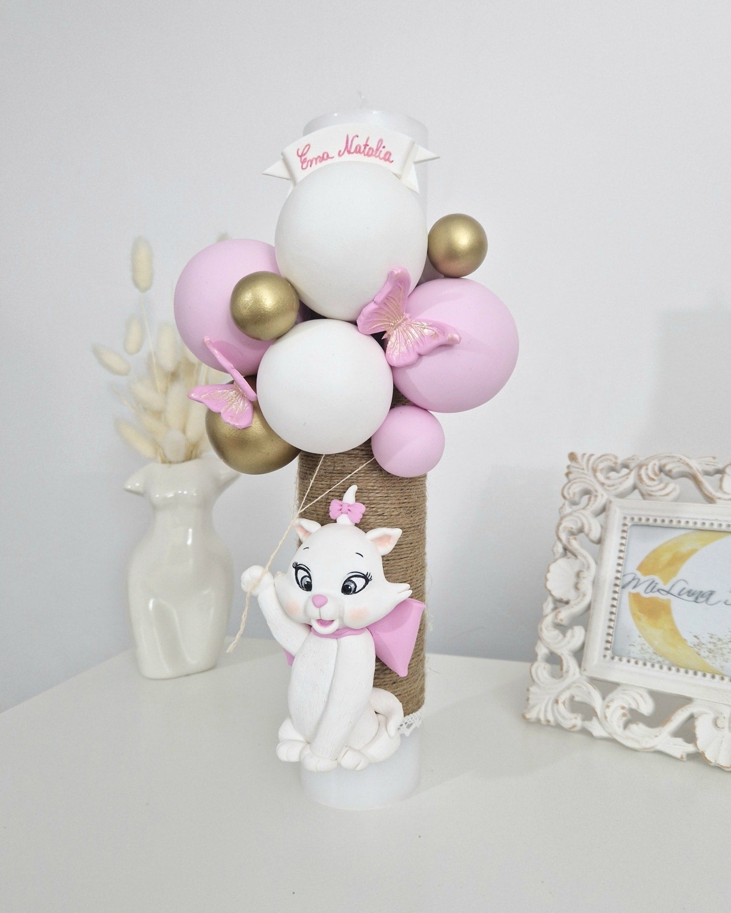 Lumanare de botez Pisicuta Marie - Pisicile Aristocrate - MiLuna Handmade