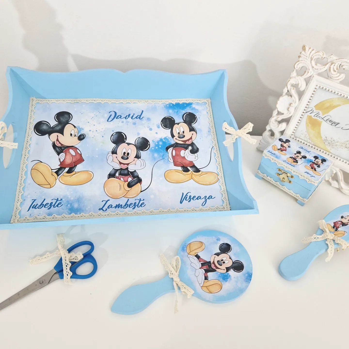 Set tavita pentru mot - Set 1 an Mickey Mouse - MiLuna Handmade