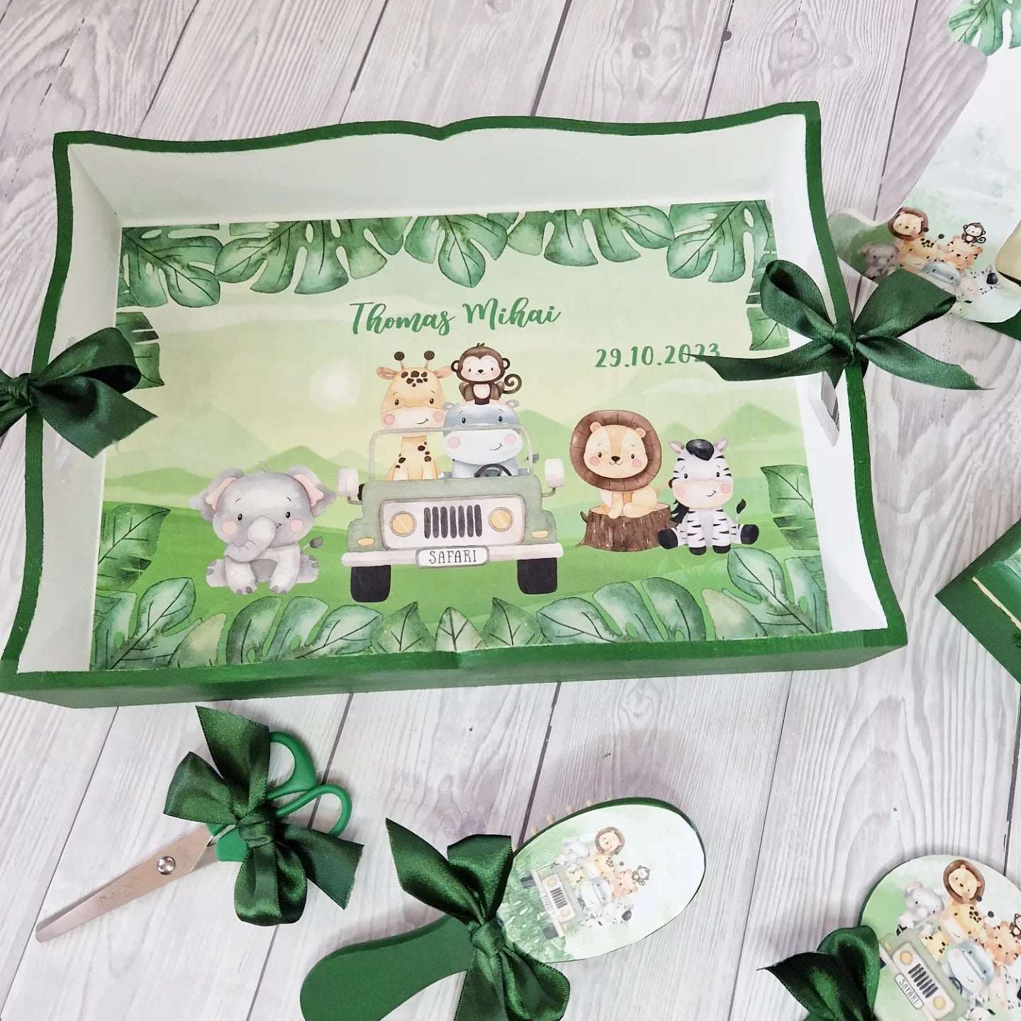 Set tavita pentru mot - Set 1 an Safari / Jungle - MiLuna Handmade