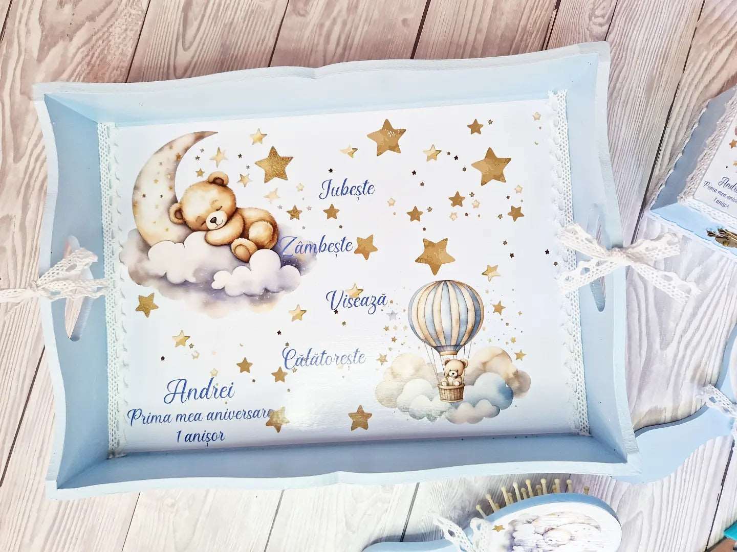 Set tavita pentru mot - Set 1 an Ursulet pe Luna - MiLuna Handmade