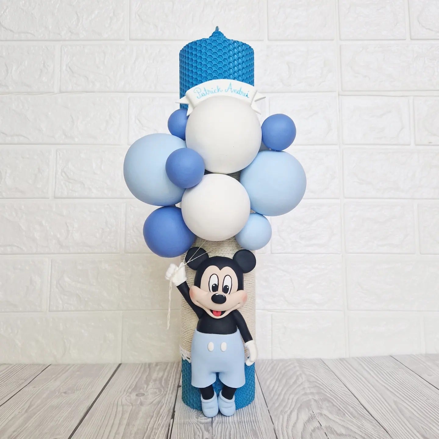 Lumanare de botez din ceara naturala, Mickey - MiLuna Handmade