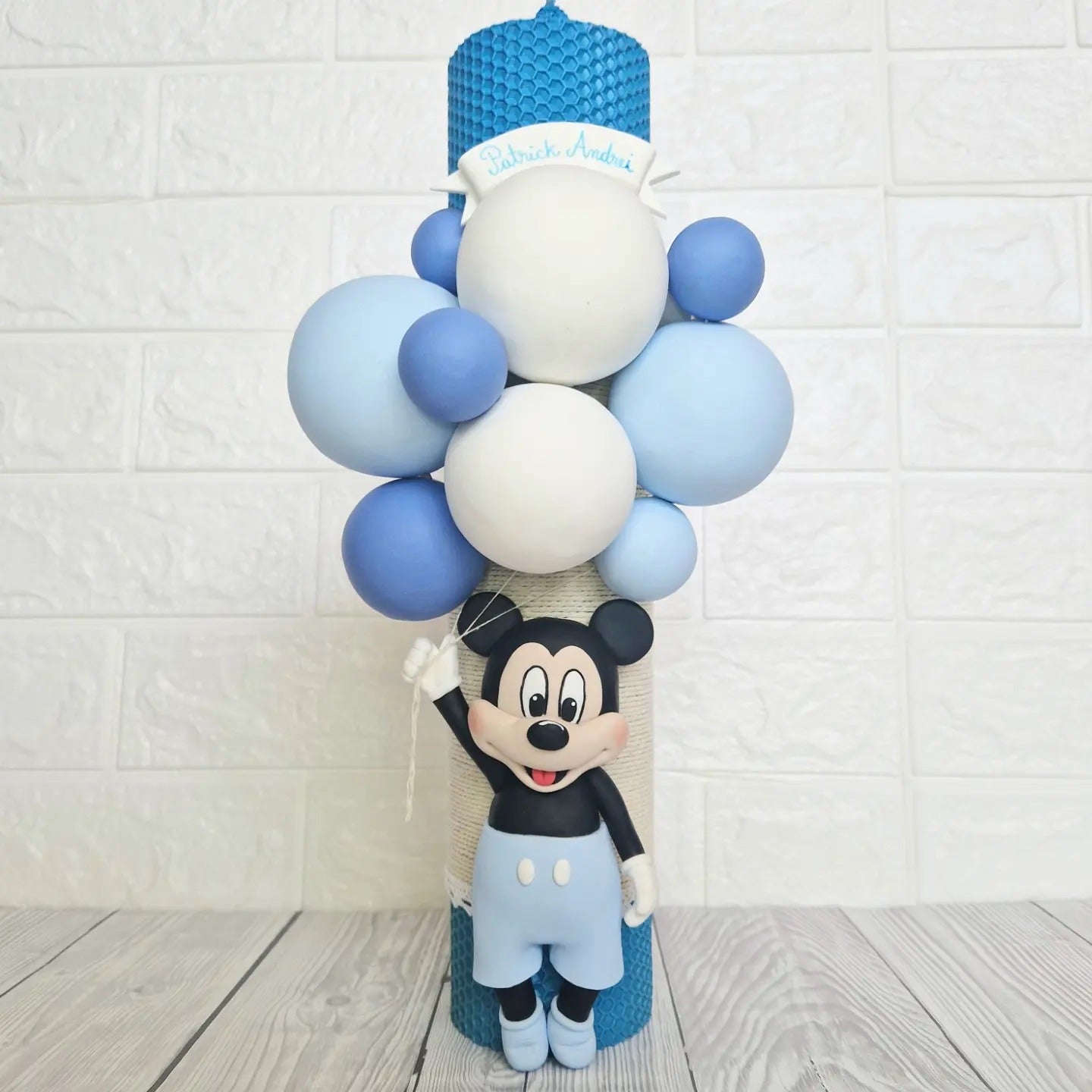 Lumanare de botez din ceara naturala, Mickey - MiLuna Handmade