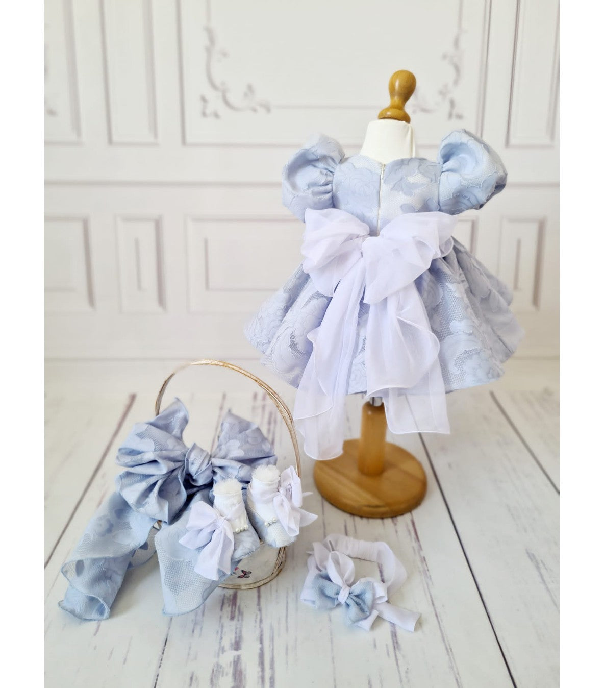 Albastrea Rochita botez din organza - MiLuna Handmade
