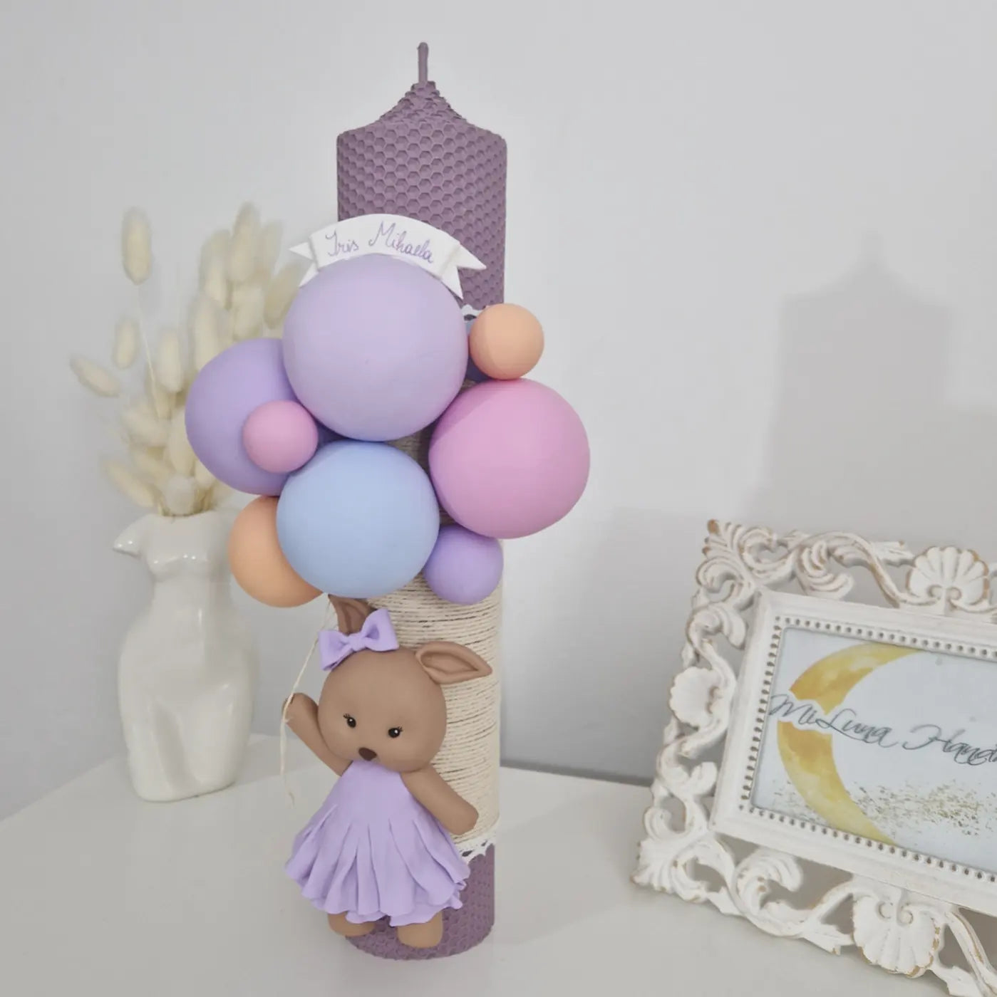 Lumanare de botez Little  Sweet Bunny - MiLuna Handmade