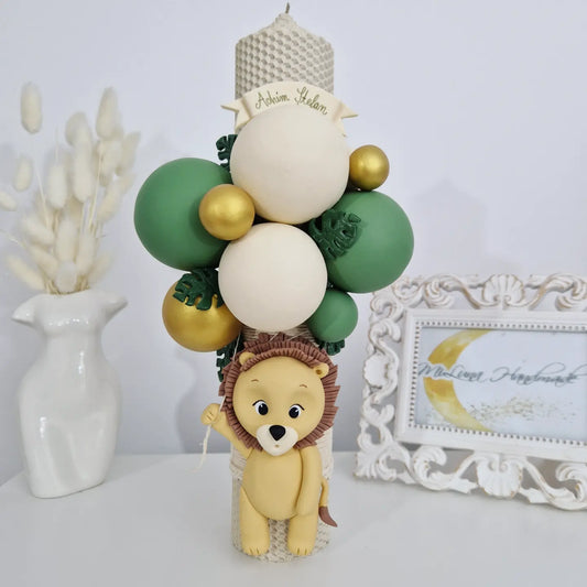 Lumanare de botez din ceara naturala Lion - MiLuna Handmade