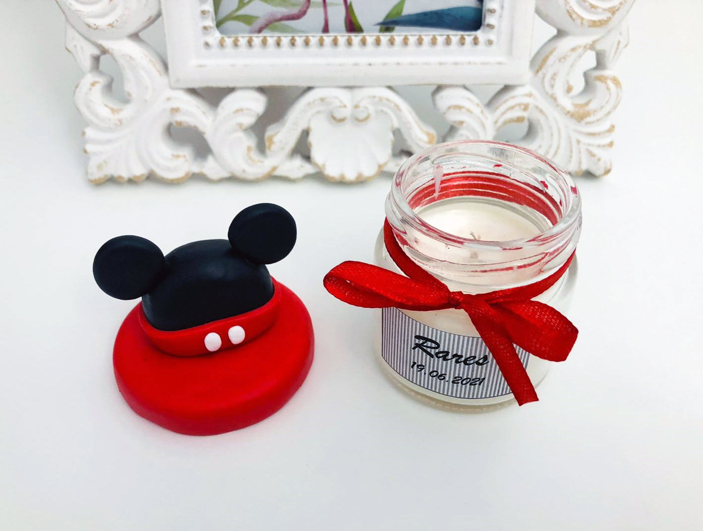 Marturie pentru botez lumanare din ceara - Mikey Mouse - MiLuna Handmade