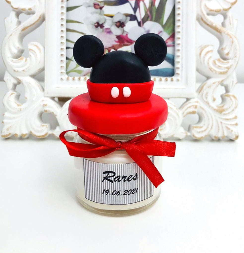Marturie pentru botez lumanare din ceara - Mikey Mouse - MiLuna Handmade