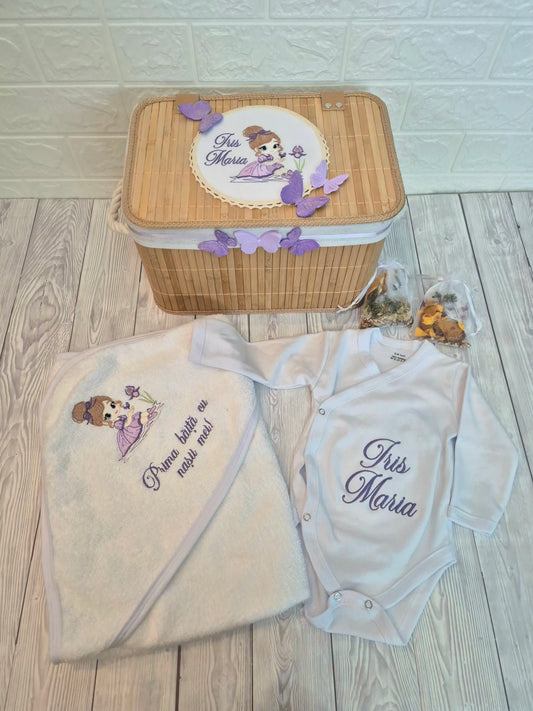 Set Prima Băiță cu Nașii Mei Fetita cu Iris - MiLuna Handmade