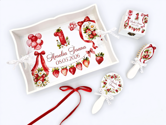 Set tavita pentru mot - Set 1 an Capsuni - MiLuna Handmade