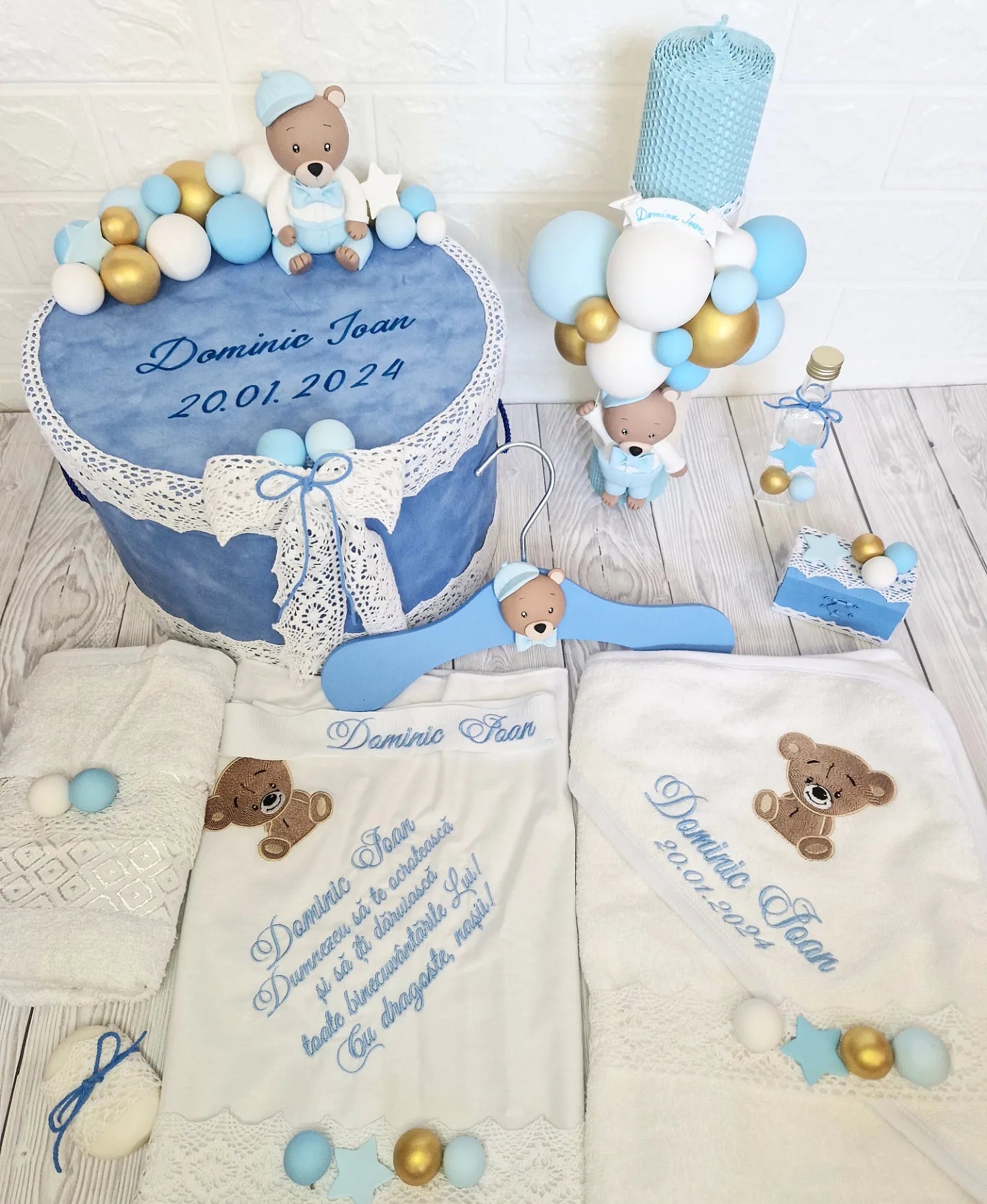 Trusou personalizat + Cutie cu tematica Ursulet cu Bascuta