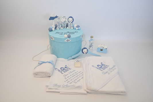 Trusou personalizat + Cutie cu tematica Safari blue - MiLuna Handmade