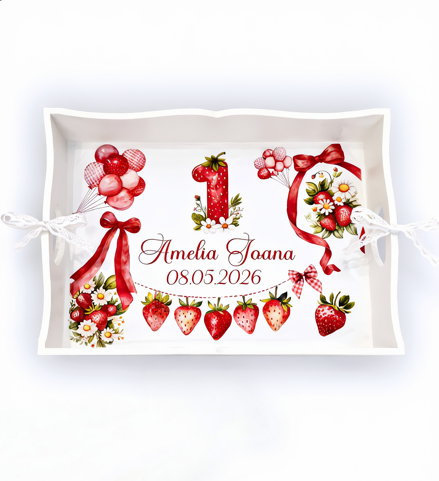 Set tavita pentru mot - Set 1 an Capsuni - MiLuna Handmade