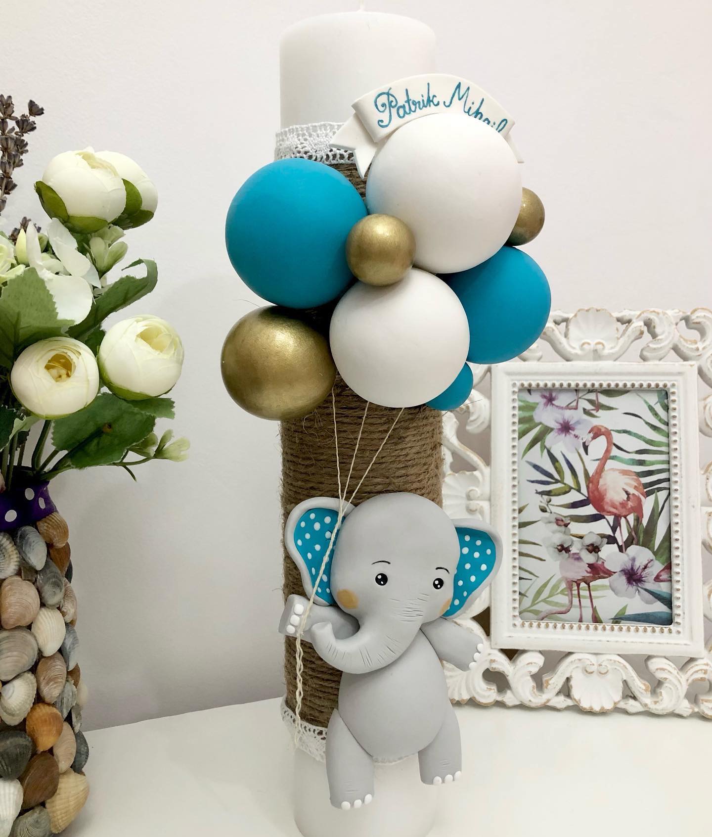 Lumanare de botez Elefantel - MiLuna Handmade
