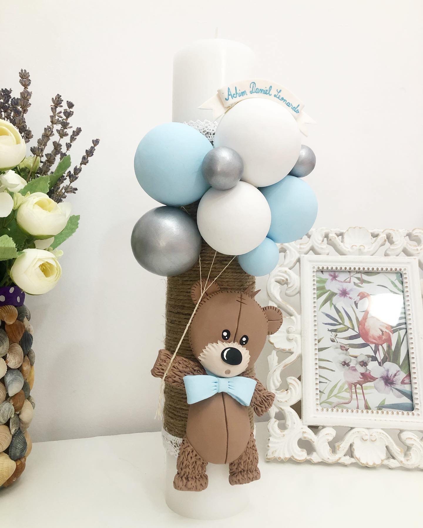 Lumanare de botez Teddy Bear - MiLuna Handmade