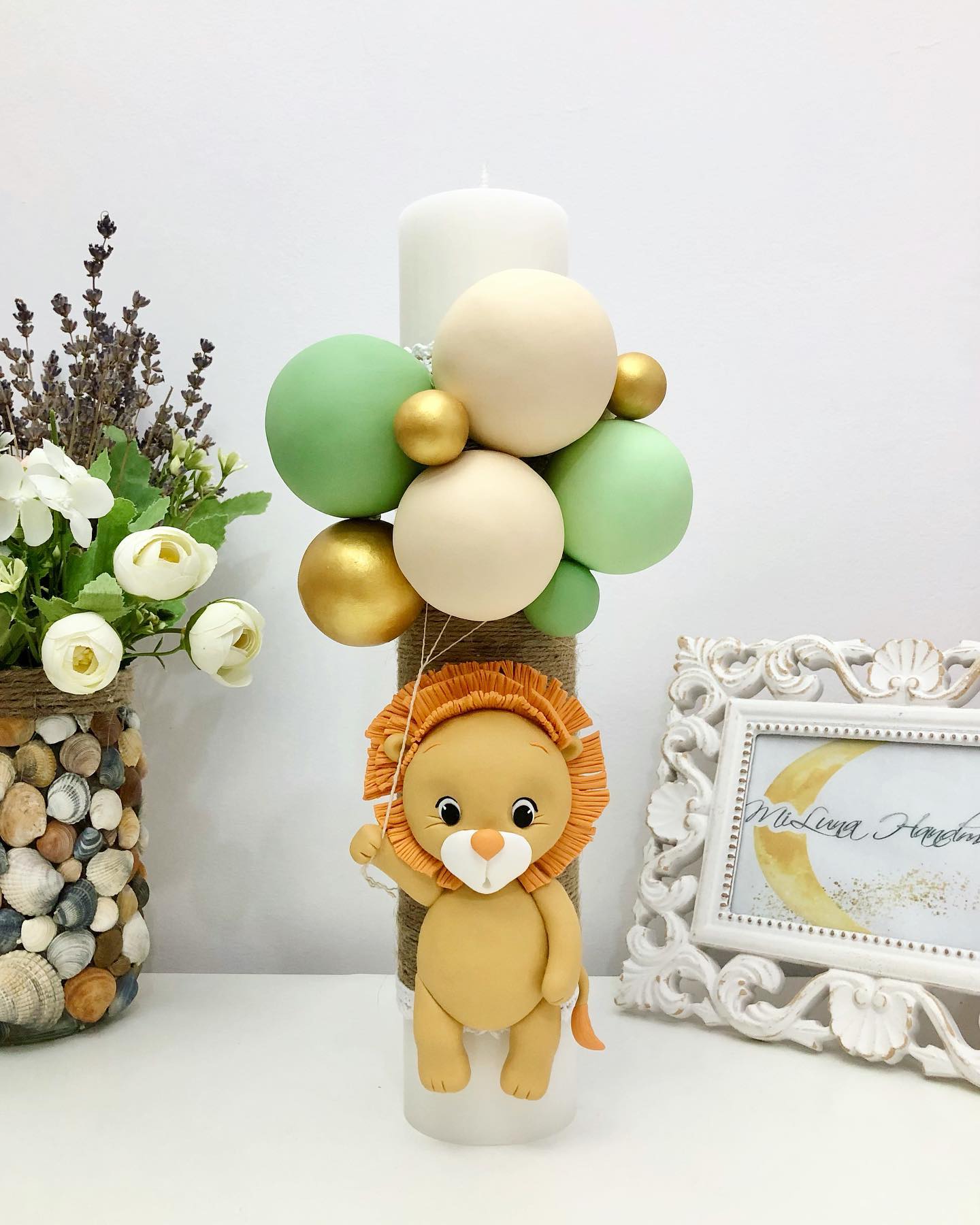 Lumanare de botez Leu Safari - MiLuna Handmade
