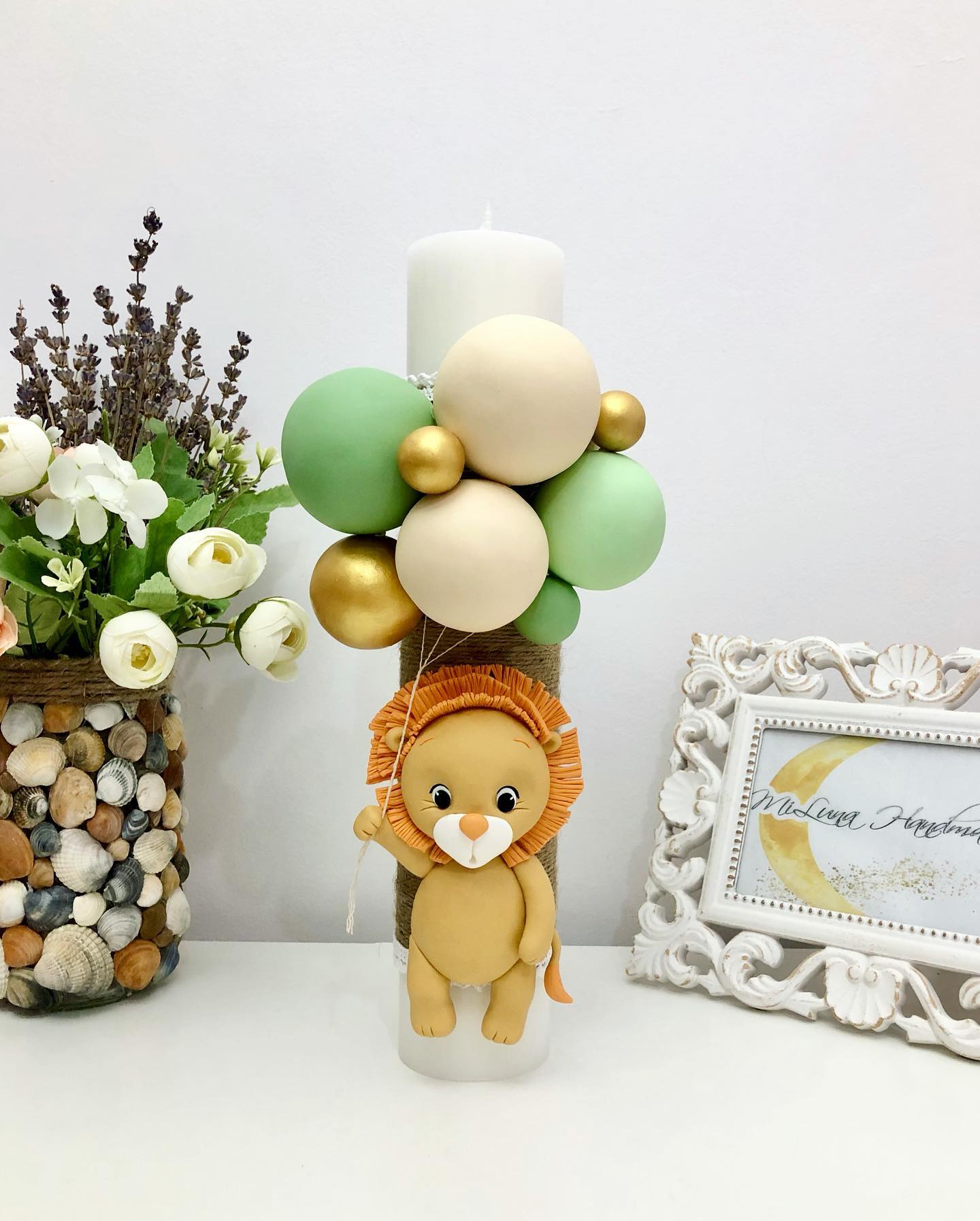 Lumanare de botez Leu Safari - MiLuna Handmade