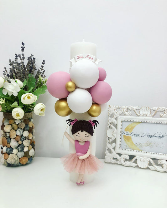 Lumanare de botez Fetita cu Codite - MiLuna Handmade