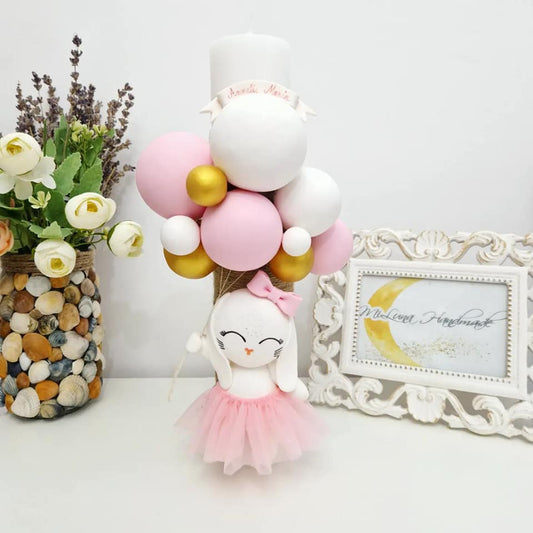 Lumanare de botez Iepuras, auriu - MiLuna Handmade