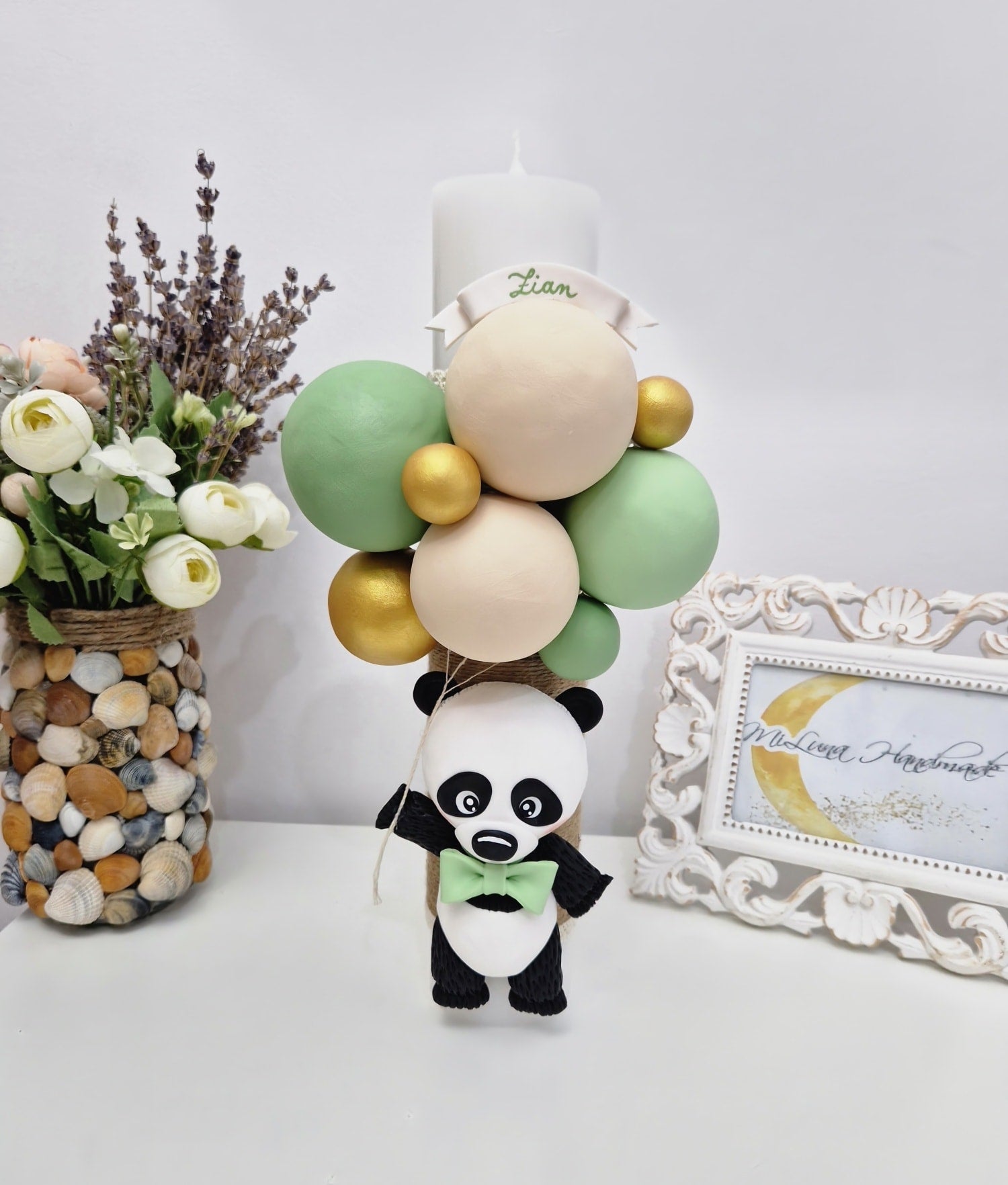 Lumanare de botez Urs Panda - MiLuna Handmade