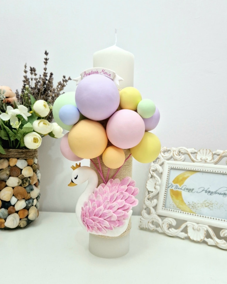 Lumanare de botez Lebada - MiLuna Handmade