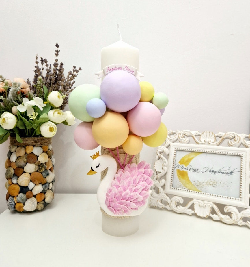 Lumanare de botez Lebada - MiLuna Handmade
