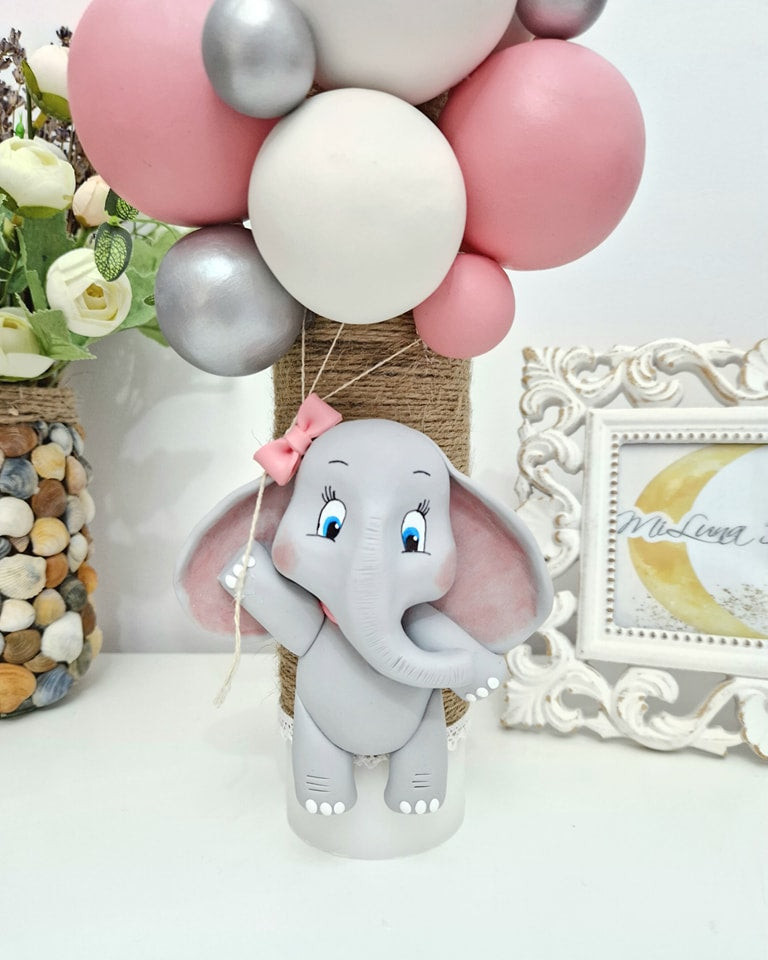 Lumanare de botez Pink Elephant - MiLuna Handmade
