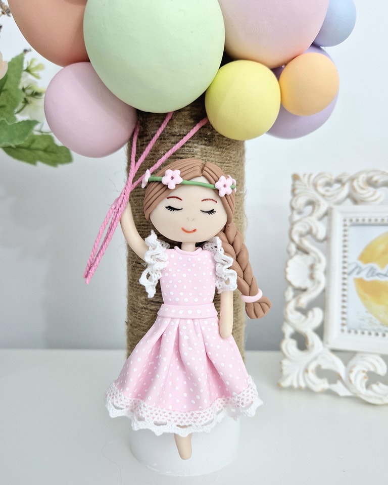 Lumanare de botez Fetita cu Baloane - MiLuna Handmade